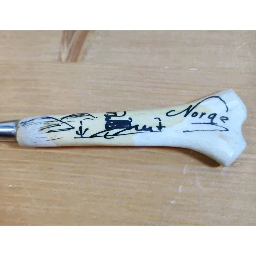 Vtg MCM Spar Norge Norway Cheese Plane Slicer Stainless Custom Stag Handle 9